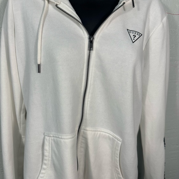 Guess White Zip up Hooded Jacket with Sequins Size Medium EUC - Picture 4 of 10